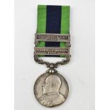 An Edward VII India General Service Medal with 'North West Frontier 1908' and 'Afghanistan N.W.F.