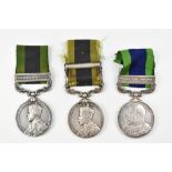 Three India General Service Medals, the first Edward VII example with 'North West Frontier 1908'