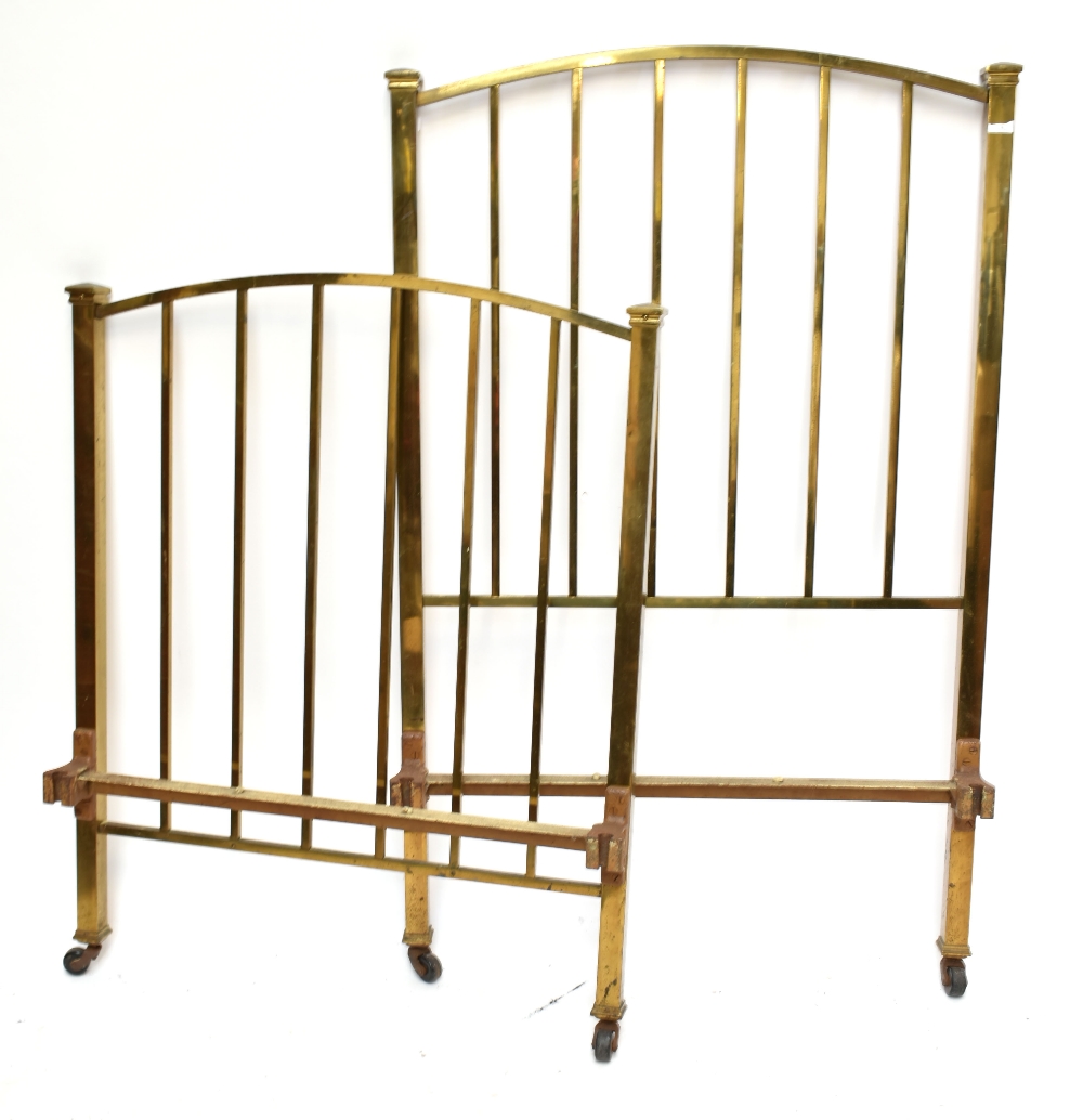A brass single bed.