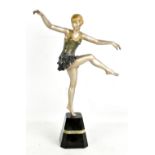 IGNACE GALLO; an Art Deco silvered bronze figure of a female dancer with outstretched arms and