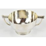 JAMES DIXON & SONS; an Art Deco George VI twin handled bowl, Sheffield 1946, width 15cm, approx 6.