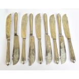 GEORGE ADAMS (CHAWNER & CO); a set of nine Victorian hallmarked silver bladed and silver sheath