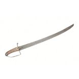 A simple naval cutlass with wooden grip and slightly curved blade, length of blade 65cm, overall