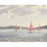 LESLIE KENT (1890-1980); oil on board, sailing dinghies, signed lower left, 39.5 x 49.5cm. (D)