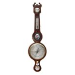 A 19th century mahogany banjo barometer, with silvered dial, height 99cm.
