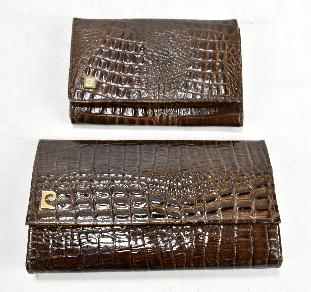 PIERRE CARDIN; a vintage crocodile leather purse with Pierre Cardin hardware, 19 x 11 x 3cm, and a