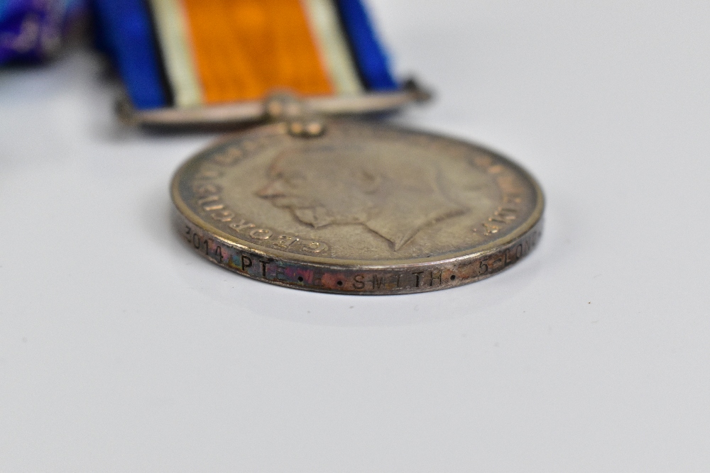 WITHDRAWN A WWI War and Victory Medal duo awarded to 3014 Pte. E.Smith 5-London Regiment; Private - Image 2 of 6