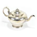 JOHN EVANS II; a Victorian hallmarked silver teapot, with chased decoration, London 1840, approx