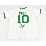 PELÉ; a signed replica cotton New York Cosmos football shirt, named and numbered 10 to reverse,
