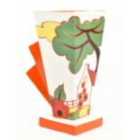 WEDGWOOD; a Clarice Cliff designed vase, the 'Red Roof Cottages' pattern, height 18.5cm.Additional