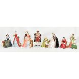 ROYAL DOULTON; a complete set of Henry VIII and his six wives, each with factory marks and gilt