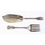 REID & SONS; a Victorian hallmarked silver Fiddle, Thread and Shell pattern fish serving fork with