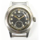 LONGINES; a WWII military issued 'Dirty Dozen' gentleman's mechanical wristwatch, the blackened dial