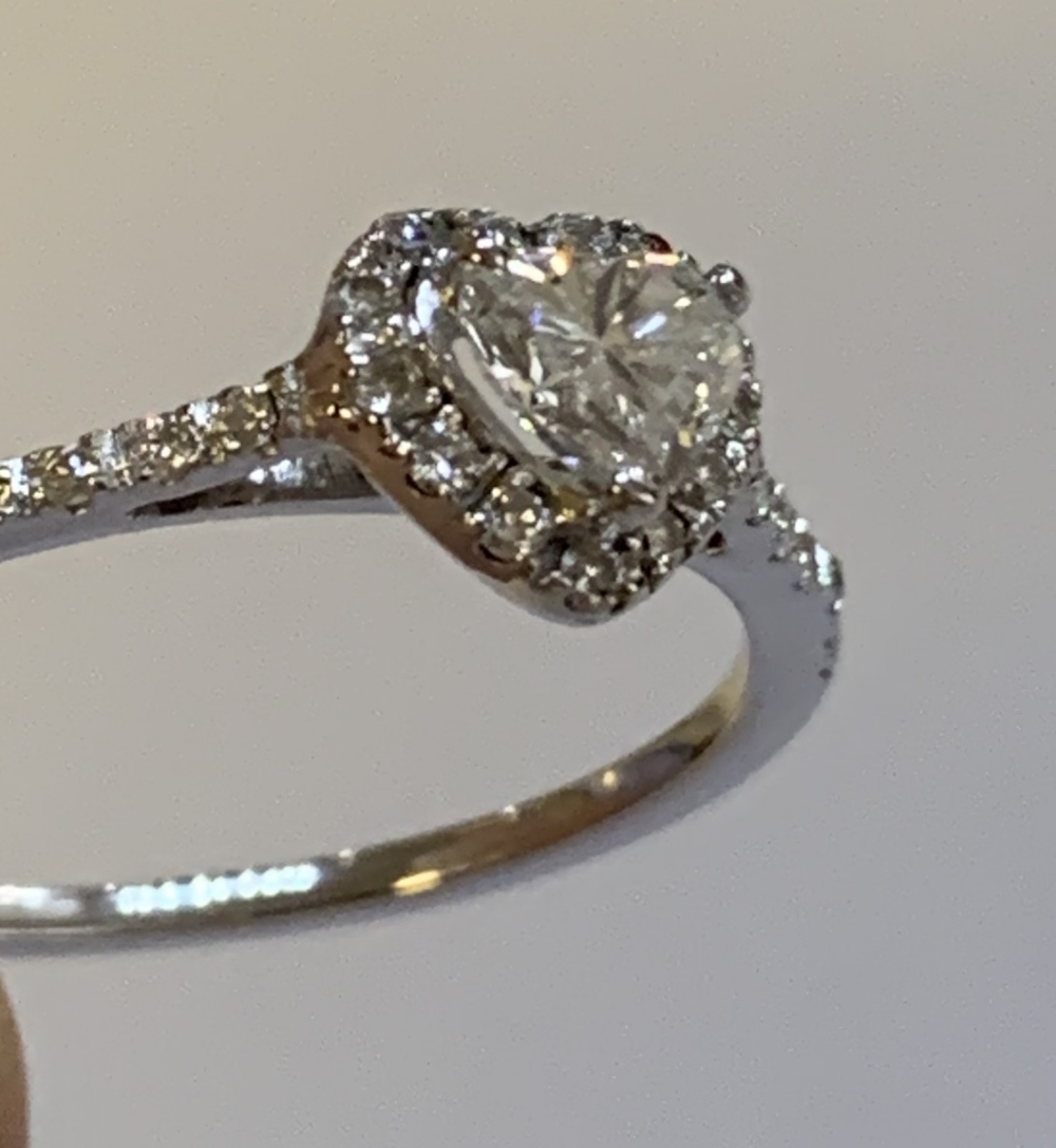 An 18ct white gold diamond ring with heart shaped principal stone within a border of diamonds, - Image 4 of 5