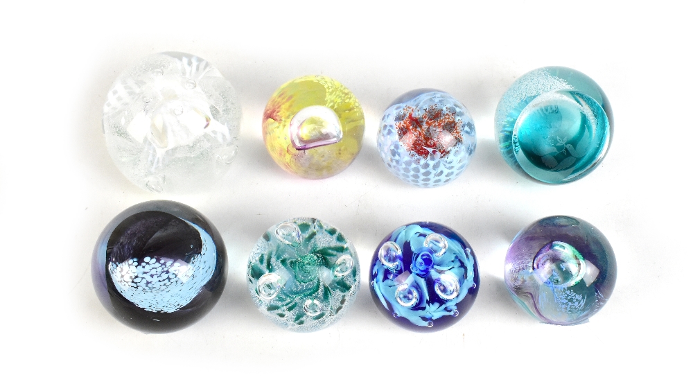 CAITHNESS; eight glass paperweights, to include 'Miniature Moon Flower', 'Congratulations' and 'Moon