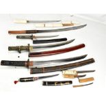Three Japanese wakizashi daggers for restoration including bone handled example with sectional