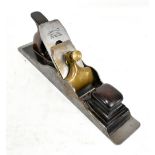 STEWART SPIERS; a rosewood plane with brass and steel mounts, stamped Spiers, Ayr, length 39.3cm.