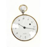 MILLOT; a 19th century silver and yellow metal open face pocket watch, with engraved case set with