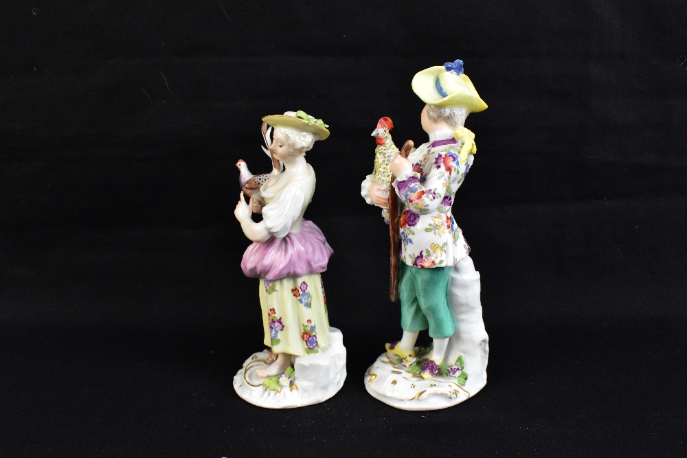 MEISSEN; a pair of mid-18th century figures of children with chickens modelled by Kaendler and - Image 2 of 8