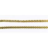 An 18ct yellow gold brick link necklace, length 80cm, and matching 18ct bracelet, length 36cm,