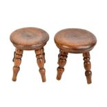 A miniature 19th century rustic stool with fruitwood top, height 13.5cm, and a further similar