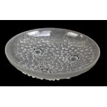 P D'AVESN OF FRANCE; a frosted glass bowl decorated with stylised flower heads, embossed mark to