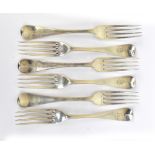 GEORGE ADAMS (CHAWNER & CO); a set of six Victorian hallmarked silver table forks, London 1882,