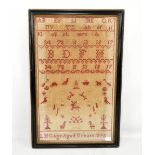 A late Victorian alpha-numeric sampler with further flora and fauna detail, signed 'L H G Aged 11