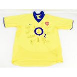 ARSENAL FC; a 2003-04 'Invincibles' season away shirt, signed by Pires, Campbell, Cuigan, Keown,