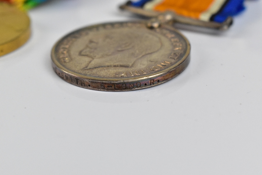 WITHDRAWN A WWI War and Victory Medal duo awarded to 3014 Pte. E.Smith 5-London Regiment; Private - Image 3 of 6