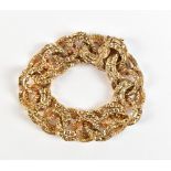 A 9ct yellow gold hoop link textured bracelet, approx 99.6g.Additional Information18.5cm max length.