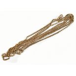A 9ct yellow gold long guard chain, approx 26.6g.Additional InformationWe would be able to send this