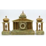 WARD OF PLYMOUTH; a late 19th/early 20th century onyx and gilt metal mantel clock garniture of