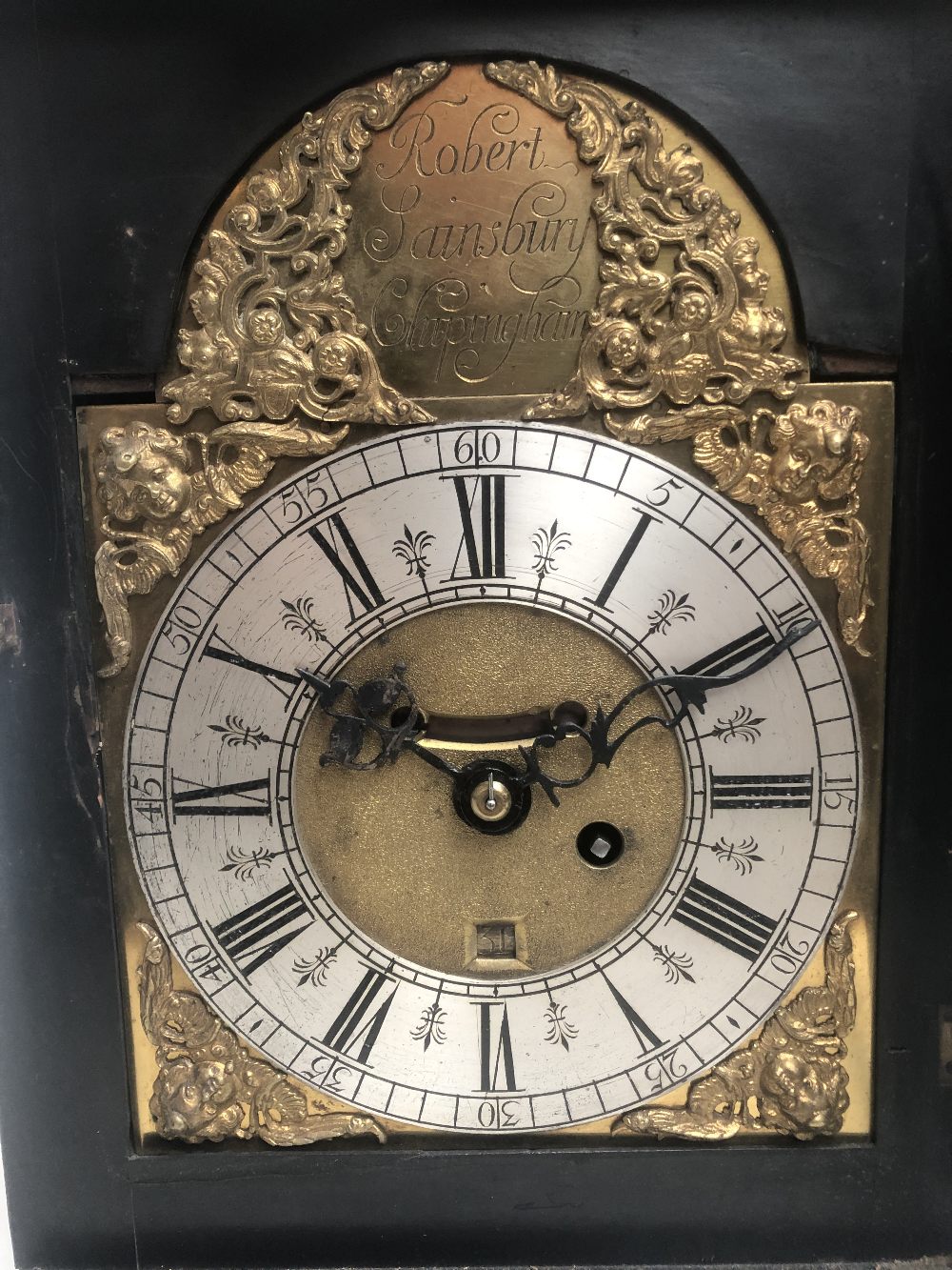 ROBERT SAINSBURY OF CHIPPINGHAM; a late 18th century ebonised bracket clock, the circular silvered - Image 11 of 12