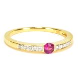 An 18ct yellow gold ruby and diamond dress ring, size O, approx 2.5g.
