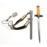 A Third Reich officer's Dienstdolch dagger, the unmarked blade length 26cm (bent), to orange grip