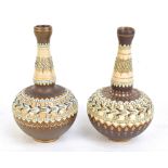 DOULTON LAMBETH; a pair of 'Silicon' stoneware vases, with impressed marks and no.1507 to bases,