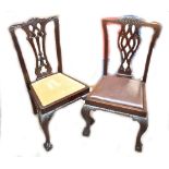 A matched set of nine mahogany Chippendale-style dining chairs for restoration (several af) (5+4) (