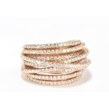 MESSIKA OF PARIS; an 18ct gold and diamond set 'Gatsby Meli Melo' step ring, size K, approx 12.4g.
