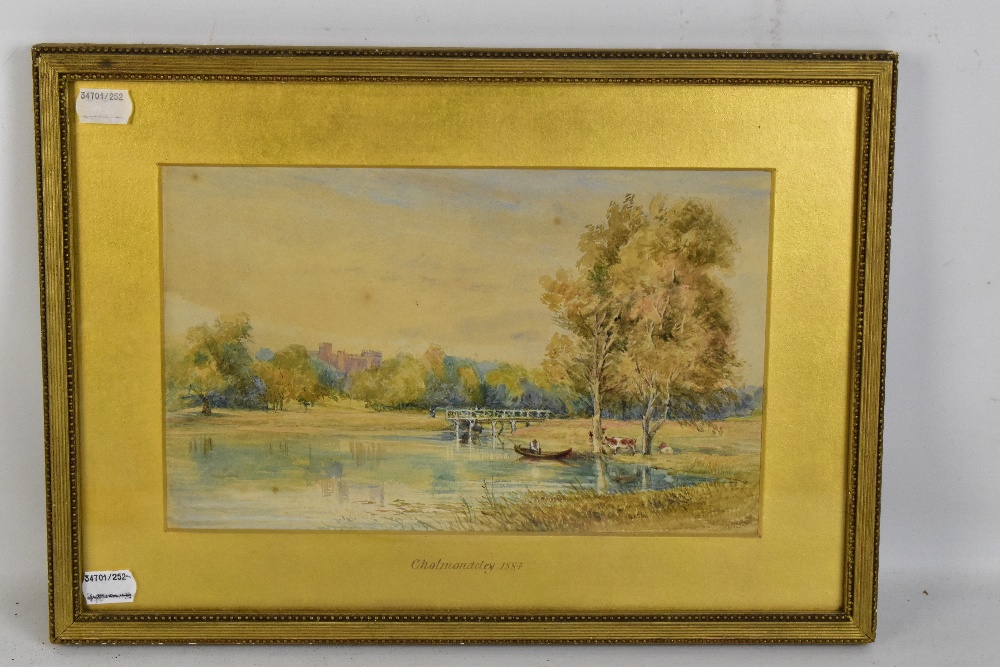 19TH CENTURY ENGLISH SCHOOL; watercolour, 'Cholmondeley 1884', unsigned, 17.5 x 28.5cm, framed and - Image 2 of 3
