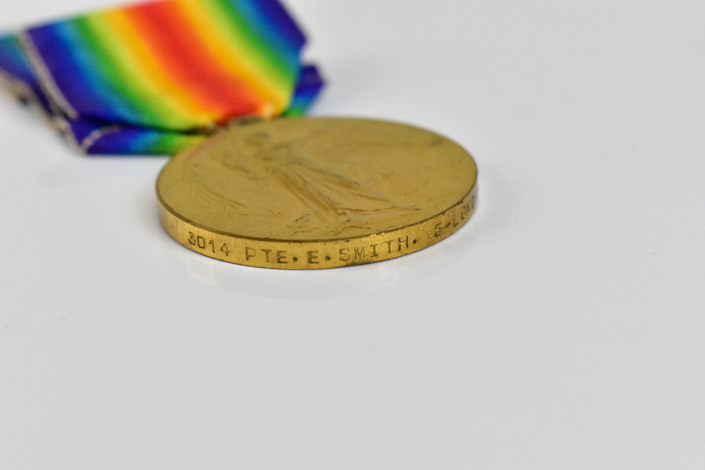 WITHDRAWN A WWI War and Victory Medal duo awarded to 3014 Pte. E.Smith 5-London Regiment; Private - Image 4 of 6