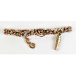 A 9ct yellow gold and turquoise curb link bracelet, approx 15g.