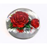 RICK AYOTTE; a limited edition glass paperweight, 'Roses', signed and dated 93 to rim, diameter