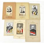 Six stevengraphs comprising 'George Stephenson', 'Bismark', 'Frederick III', 'Franz Joseph I', '