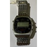 OMEGA; a stainless steel digital quartz Speedmaster gentleman's wristwatch with start/stop button,