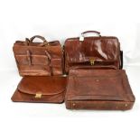 THE BRIDGE; a brown leather satchel brief case, 45 x 30 x 8cm, a brown leather attaché bag, 38 x