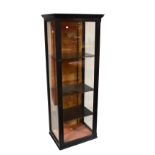 An early 20th century ebonised vitrine/display cabinet with three internal shelves. Additional