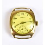 VERTEX; a gentleman's 1940s 9ct gold cased wristwatch, the circular dial set with Arabic numerals,