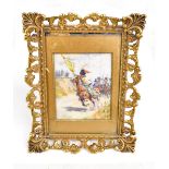 KATE SWANWICK; a watercolour on ivory miniature, 'The Captain's Standard', military scene