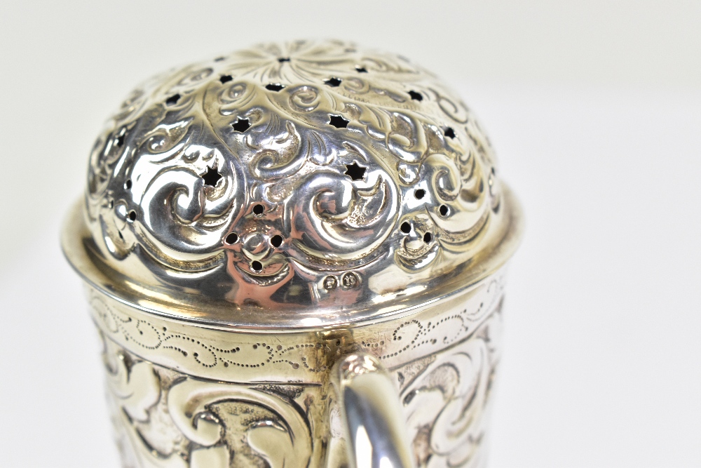 A Victorian hallmarked silver sugar caster in the form of a horn, with scrolling handle, engraved - Image 3 of 3